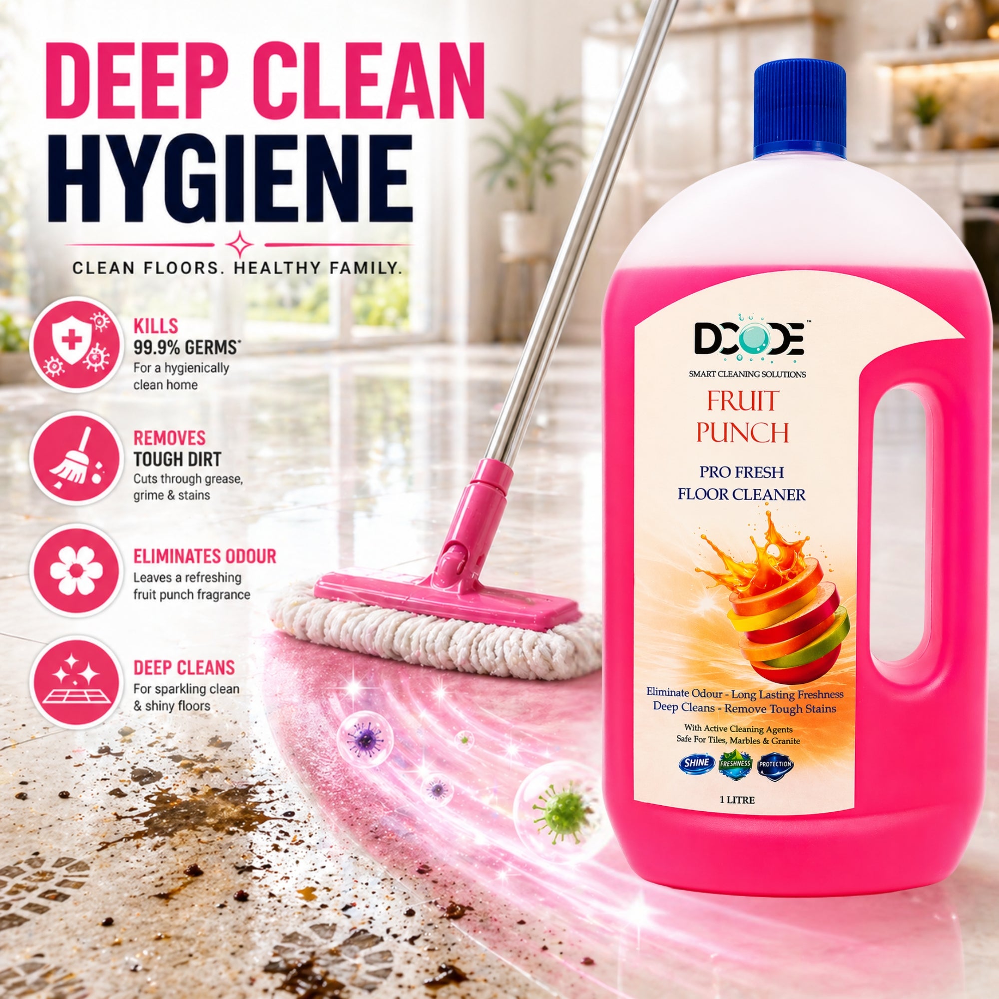 DCODE Fruit Punch Pro Fresh Floor Cleaner — 1 Litre