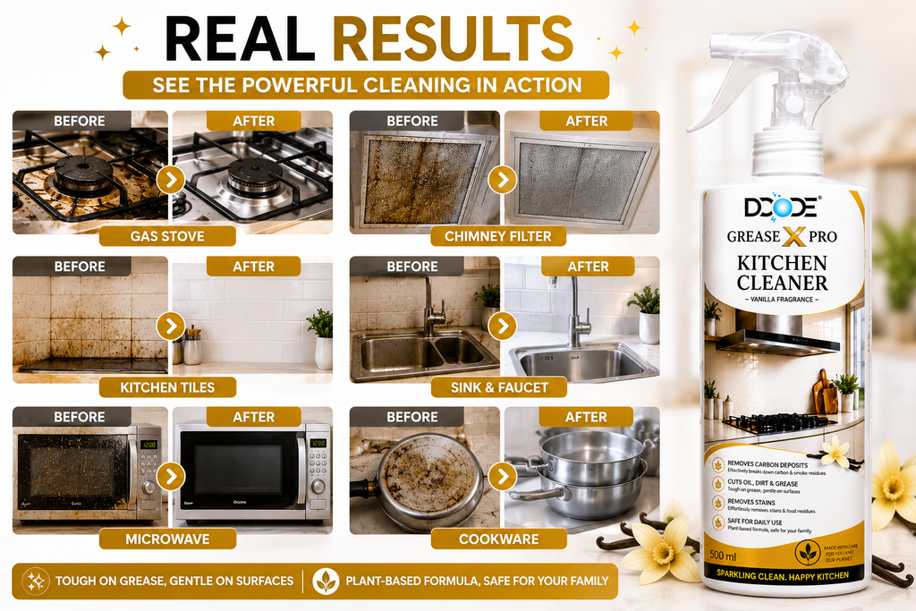 DCODE Grease X Pro Kitchen Cleaner Spray 500ml Vanilla Fragrance | Removes Tough Oil, Grease & Kitchen Stains