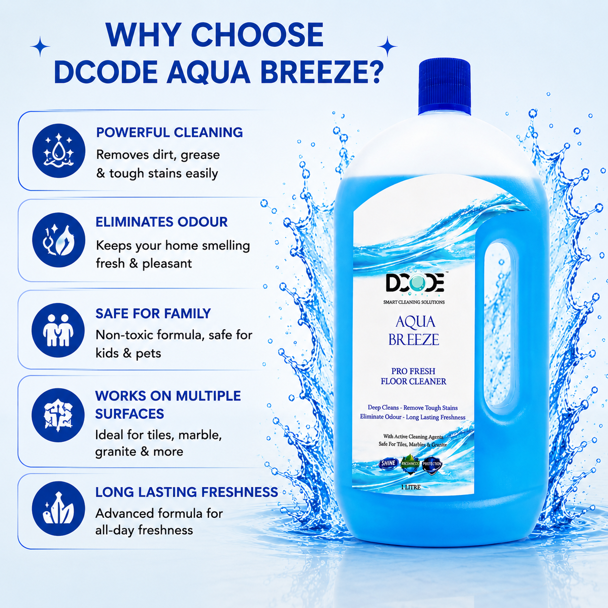 DCODE Aqua Breeze Pro Fresh Floor Cleaner — 1 Litre