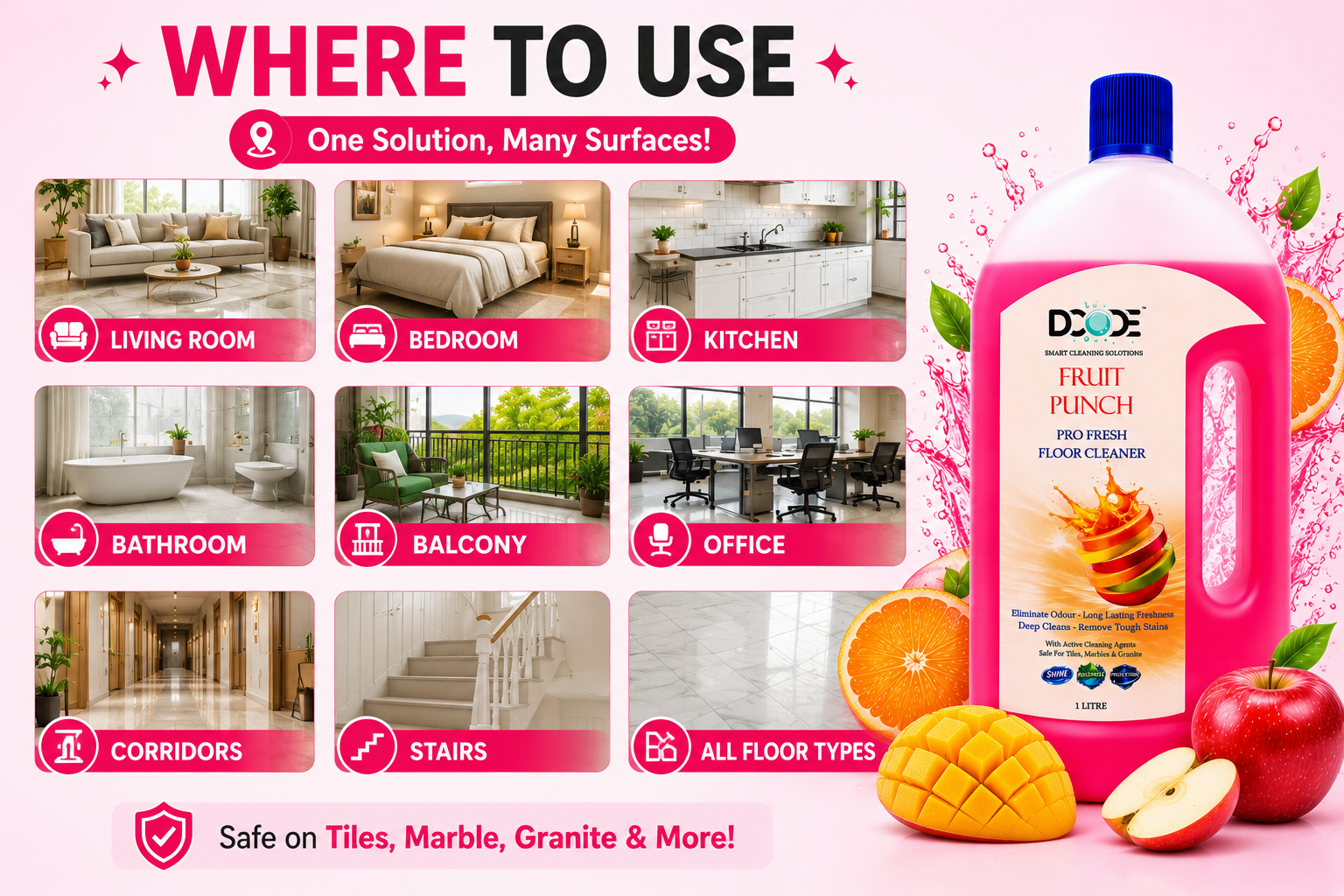 DCODE Fruit Punch Pro Fresh Floor Cleaner — 1 Litre