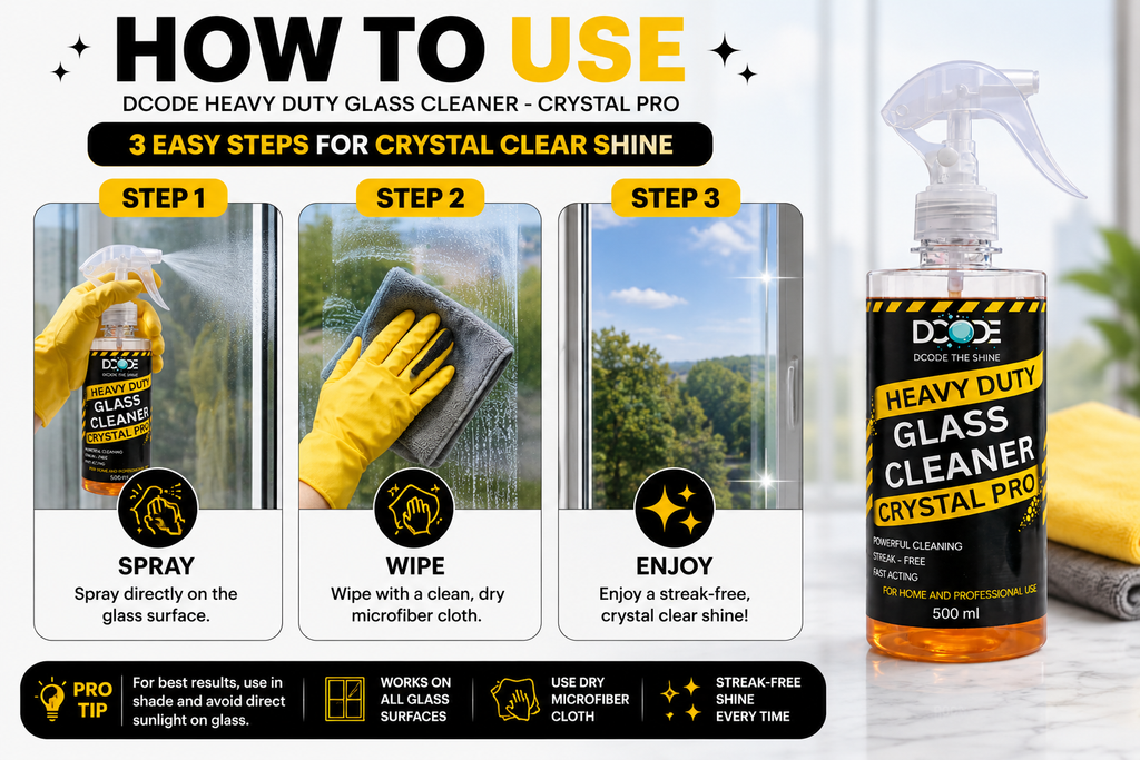 DCODE Crystal Pro Heavy Duty Glass Cleaner Spray — 500ml